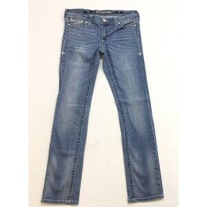 AFFLICTION Jenna Jeans Women 32x32 (30 tag) Gothic Studs Stretch Denim Crystal